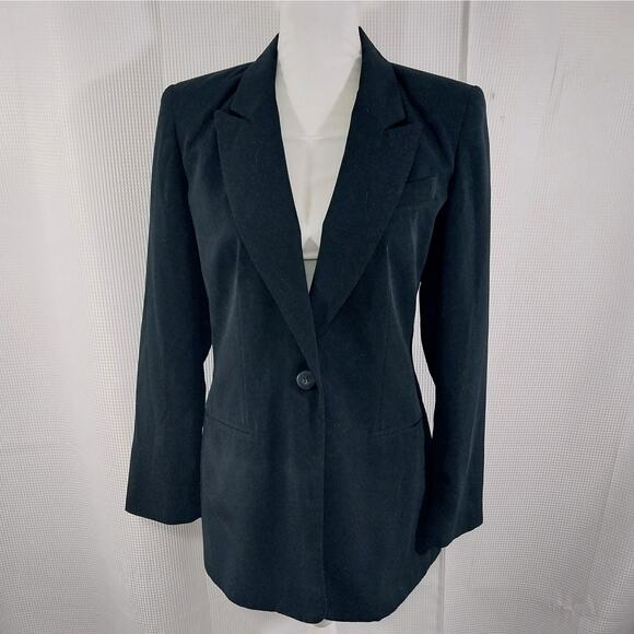 EXPRESS! GORGEOUS TAILORED, FITTED BLACK MICROFIBER DRESS JACKET, BLAZER! SZ 7/8 - Picture 2 of 13